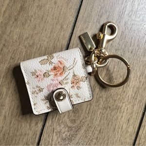 Like New PICTURE FRAME BAG CHARM WITH ROSE BOUQUET PRINT